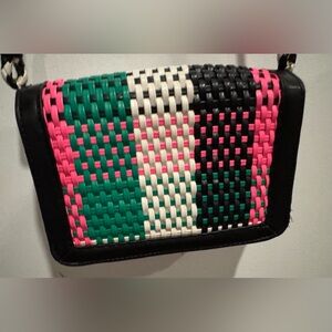 Essentiel Antwerp woven shoulder crossbody bag purse europe luxury vegan plaid